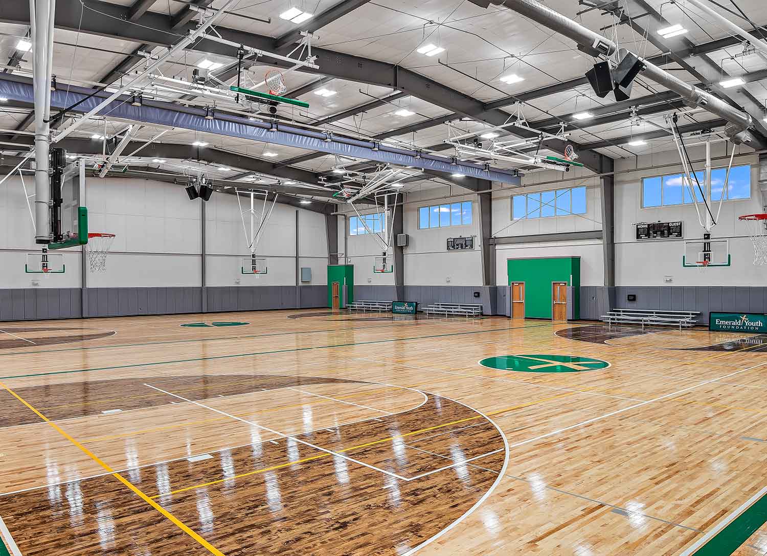 Gymnasium inside the Emerald Youth Haslam-Sansom Ministry Complex by Johnson & Galyon