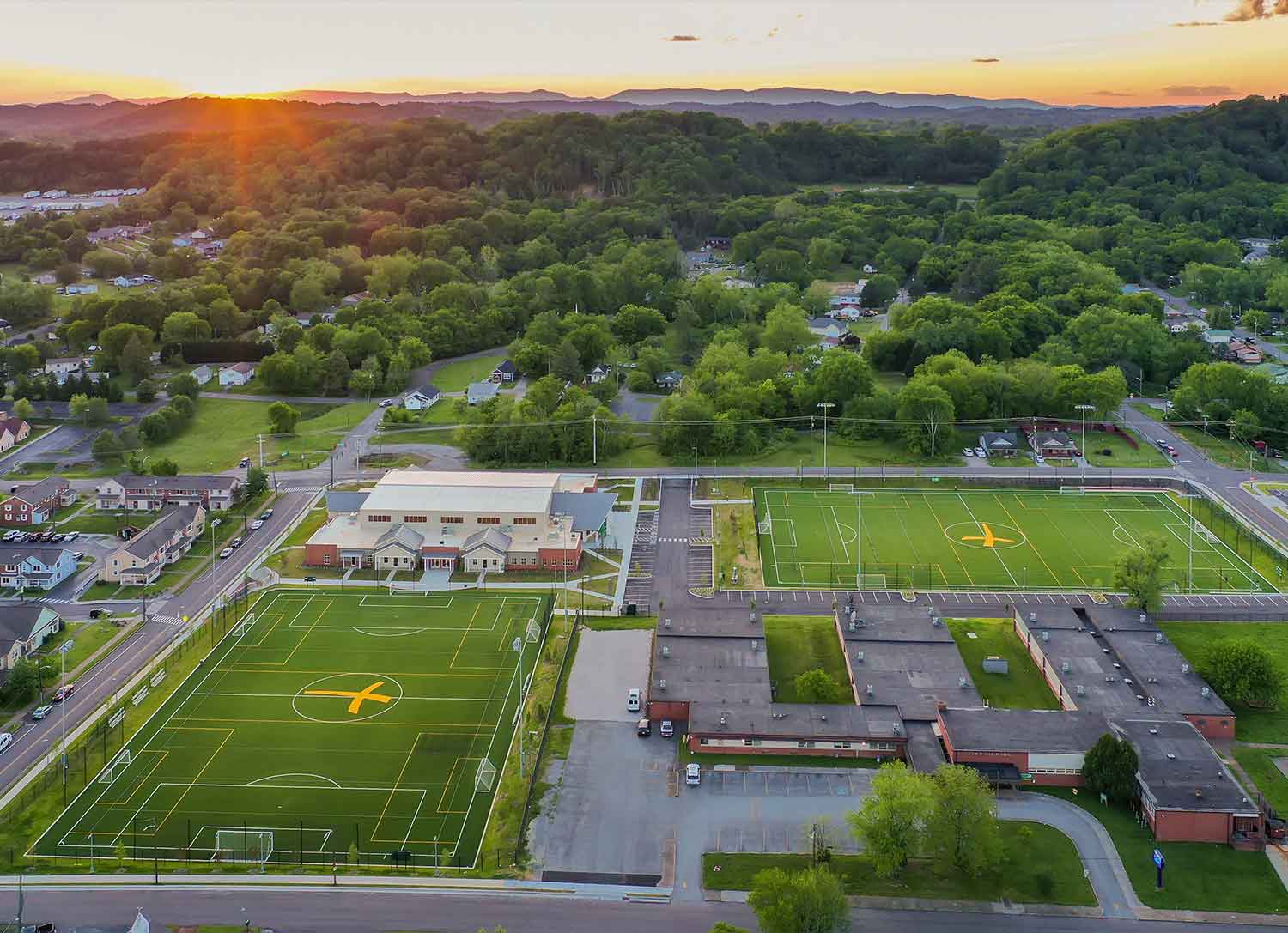 Aerial view of the Emerald Youth Haslam-Sansom Ministry Complex by Johnson & Galyon