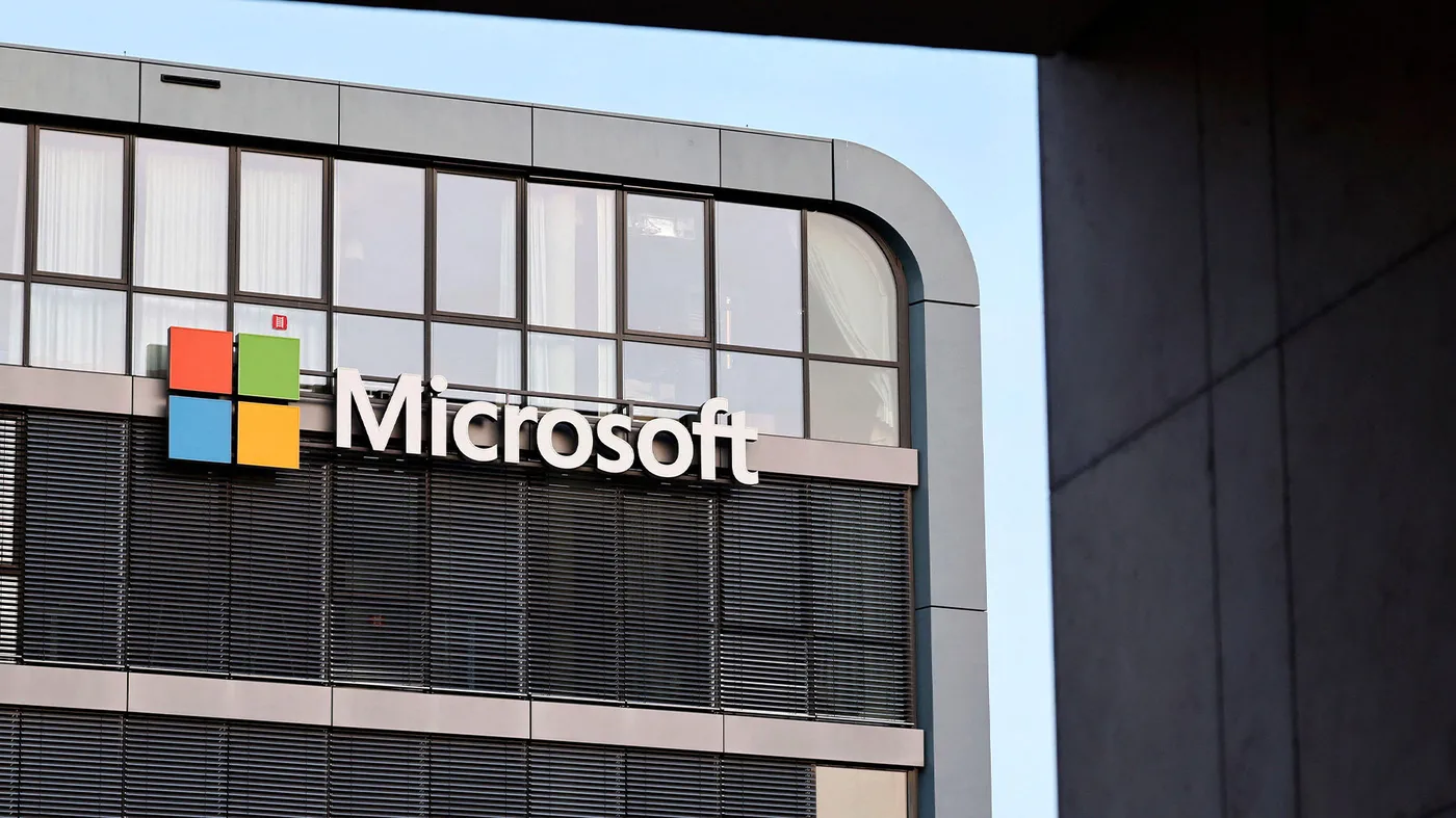 Microsoft logo on a corporate building