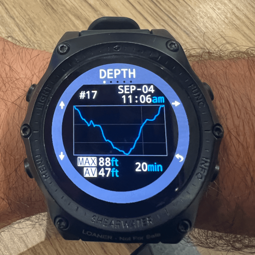 Shearwater Teric Dive Log display