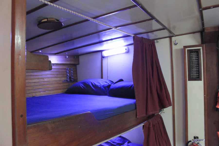 Bunk cabin aboard a Blackbeard's Cruises sailboat, Bahamas