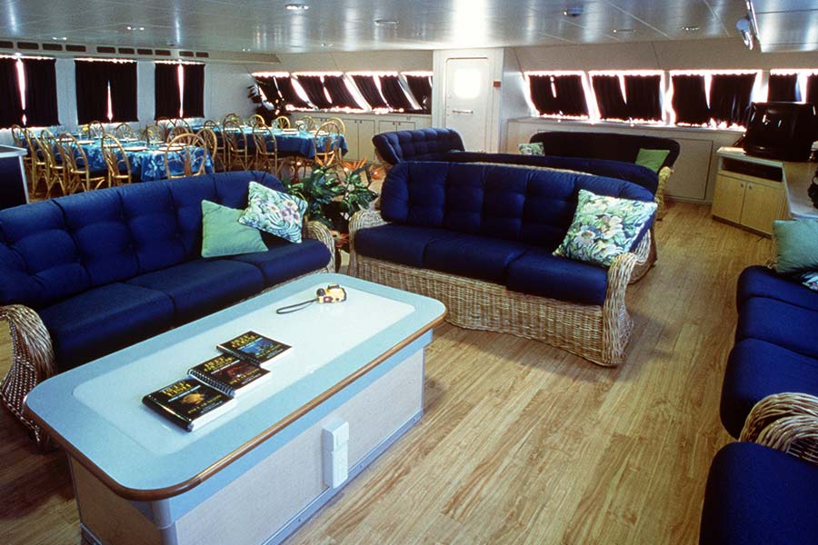 The main salon aboard the Aqua Cat