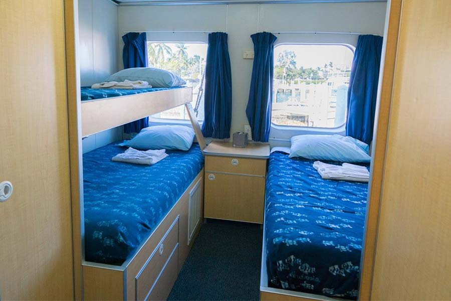 The interior skylight cabin aboard the Aqua Cat