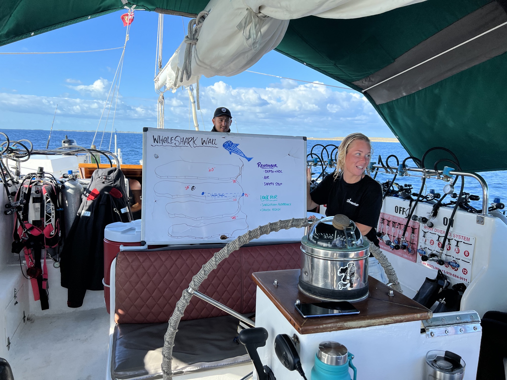 A dive site briefing aboard an All Star Liveaboards boat.