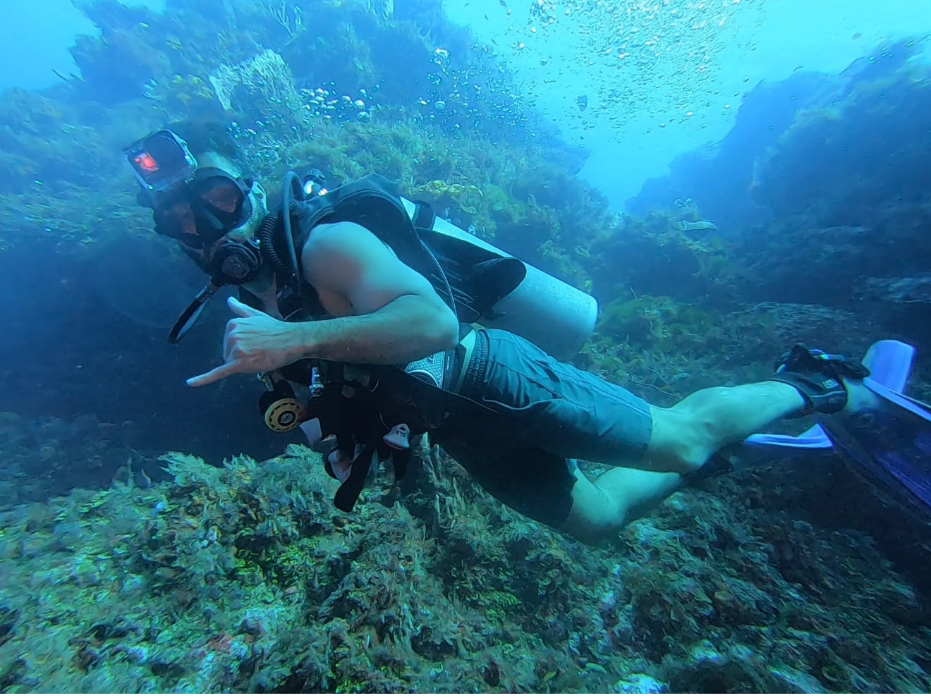 Austin diving the reef in Cozumel, Mexico