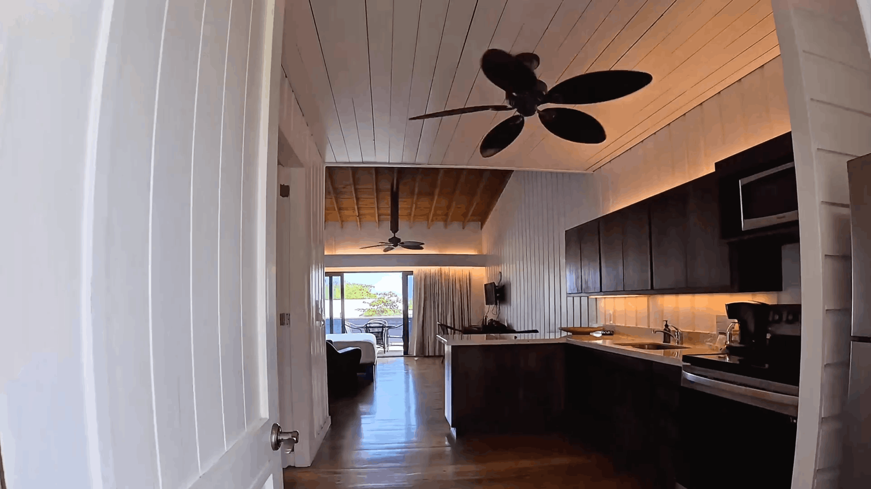 Inside the studio loft at Barefoot Cay Resort, Roatán, Honduras