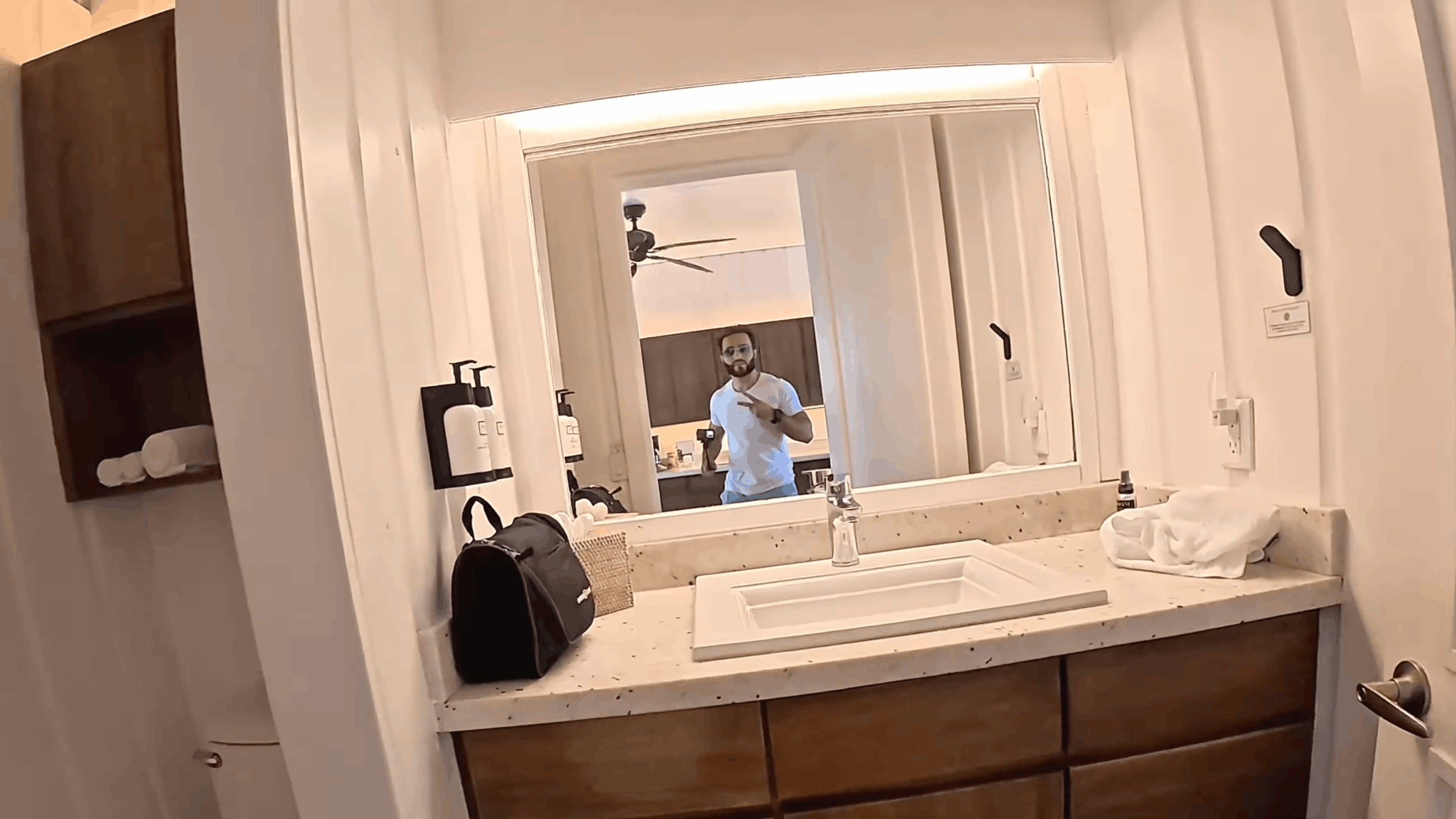 Bathroom in the studio loft at Barefoot Cay Resort, Roatán, Honduras
