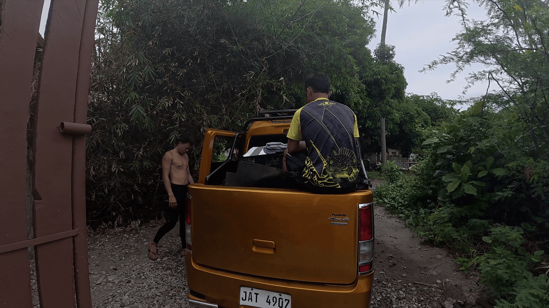 Dive gear loaded in a truck before the shore dive at Dacumi, Dauin, Philippines