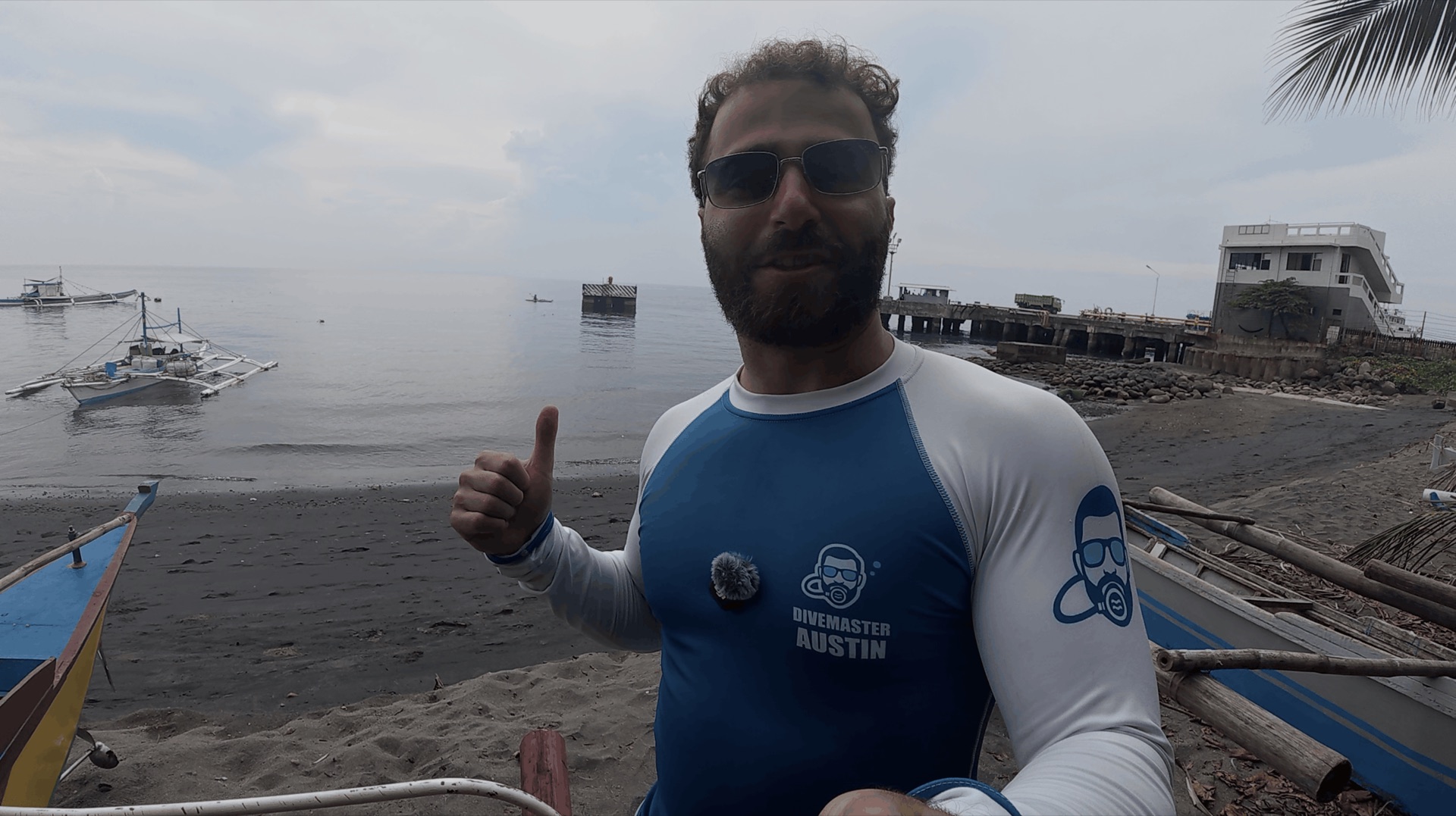 Divemaster Austin on the beach before the shore dive at Dacumi, Dauin, Philippines
