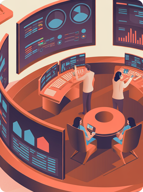 A picture of people working together and collaborating using their computers