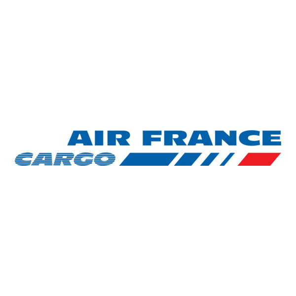 Air France Cargo logo with blue and red geometric stripes.