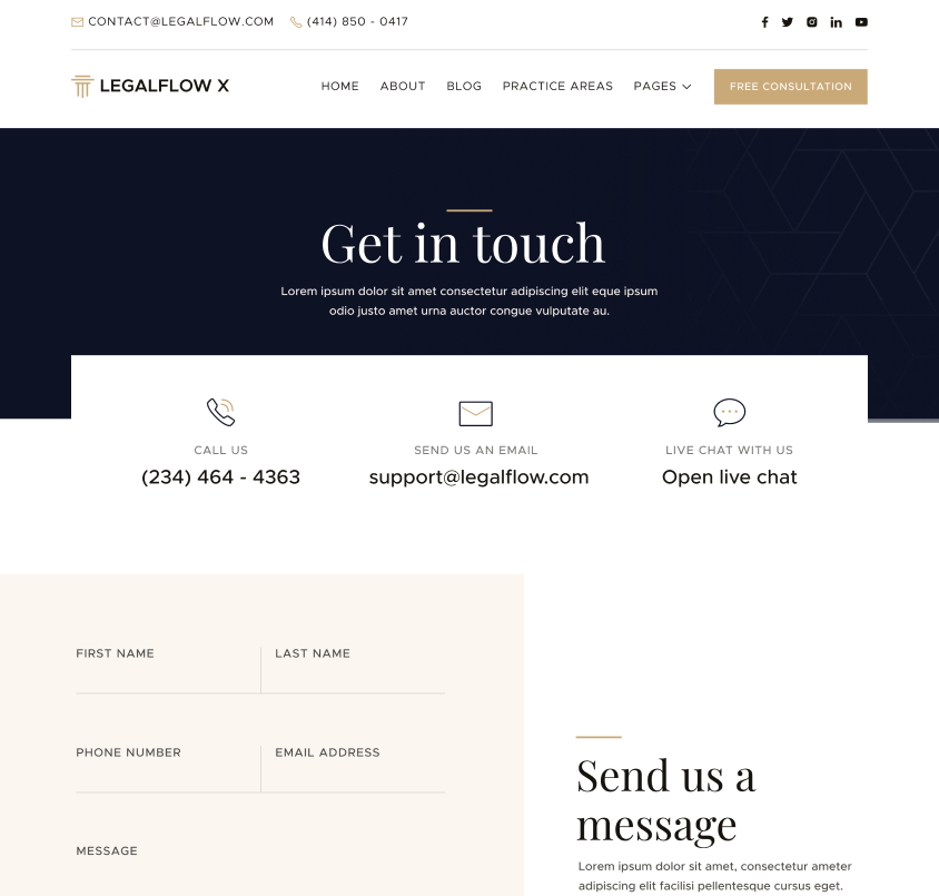 LegalFlow X - Contact V3 Page - Lawyer And Law Firm Webflow Template