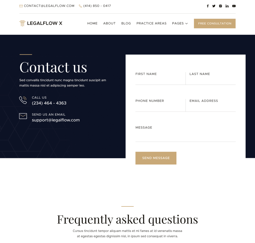 LegalFlow X - Contact V2 Page - Lawyer And Law Firm Webflow Template