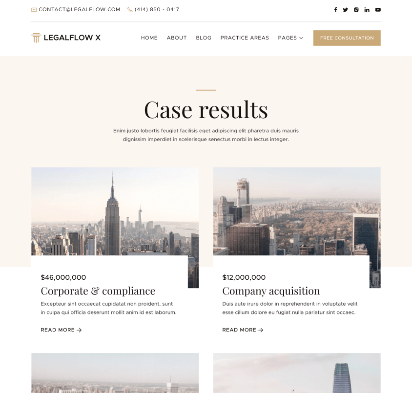 LegalFlow X - Case Results Page - Lawyer And Law Firm Webflow Template