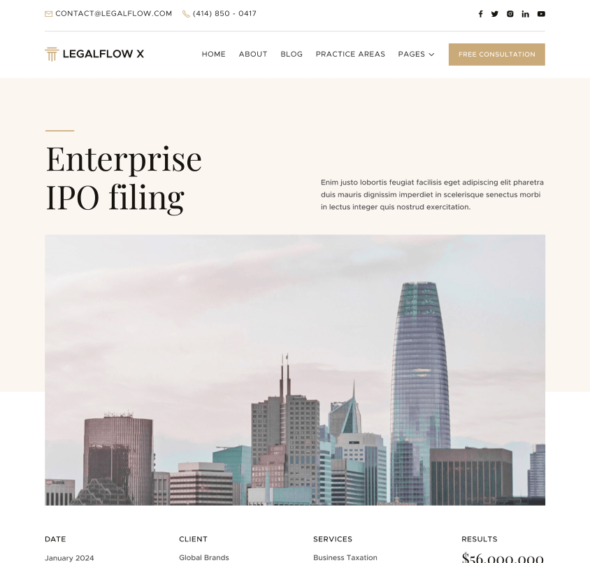 LegalFlow X - Case Result Single Page - Lawyer And Law Firm Webflow Template
