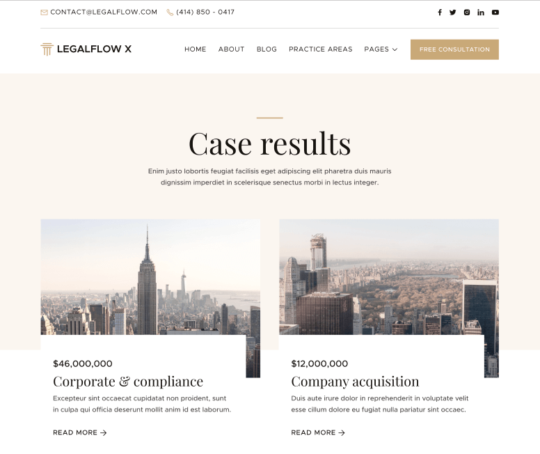 LegalFlow X - Case Results Page - Lawyer And Law Firm Webflow Template