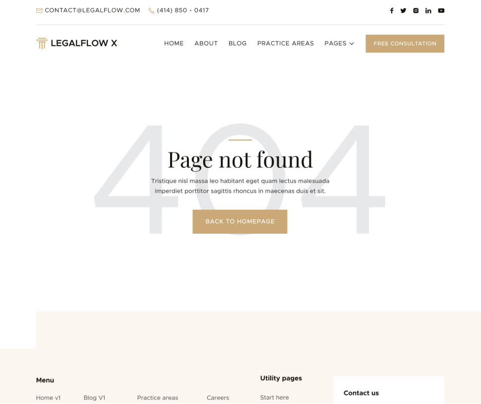 LegalFlow X - Not Found Page - Lawyer And Law Firm Webflow Template
