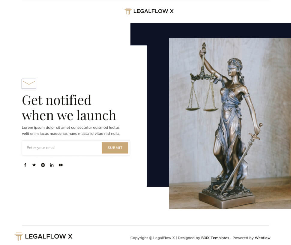 LegalFlow X - Coming Soon Page - Lawyer And Law Firm Webflow Template