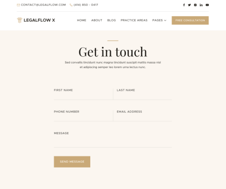 LegalFlow X - Contact V1 Page - Lawyer And Law Firm Webflow Template