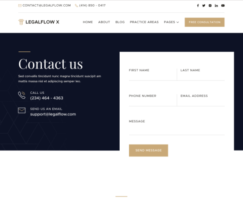 LegalFlow X - Contact V2 Page - Lawyer And Law Firm Webflow Template