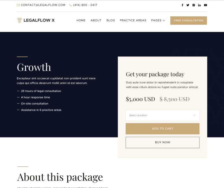 LegalFlow X - Pricing Single Page - Lawyer And Law Firm Webflow Template