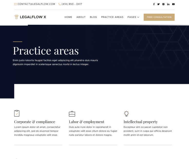 LegalFlow X - Practice Areas Page - Lawyer And Law Firm Webflow Template
