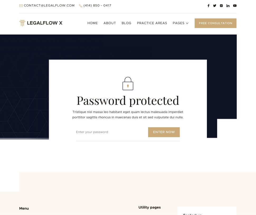 LegalFlow X - Password Protected Page - Lawyer And Law Firm Webflow Template