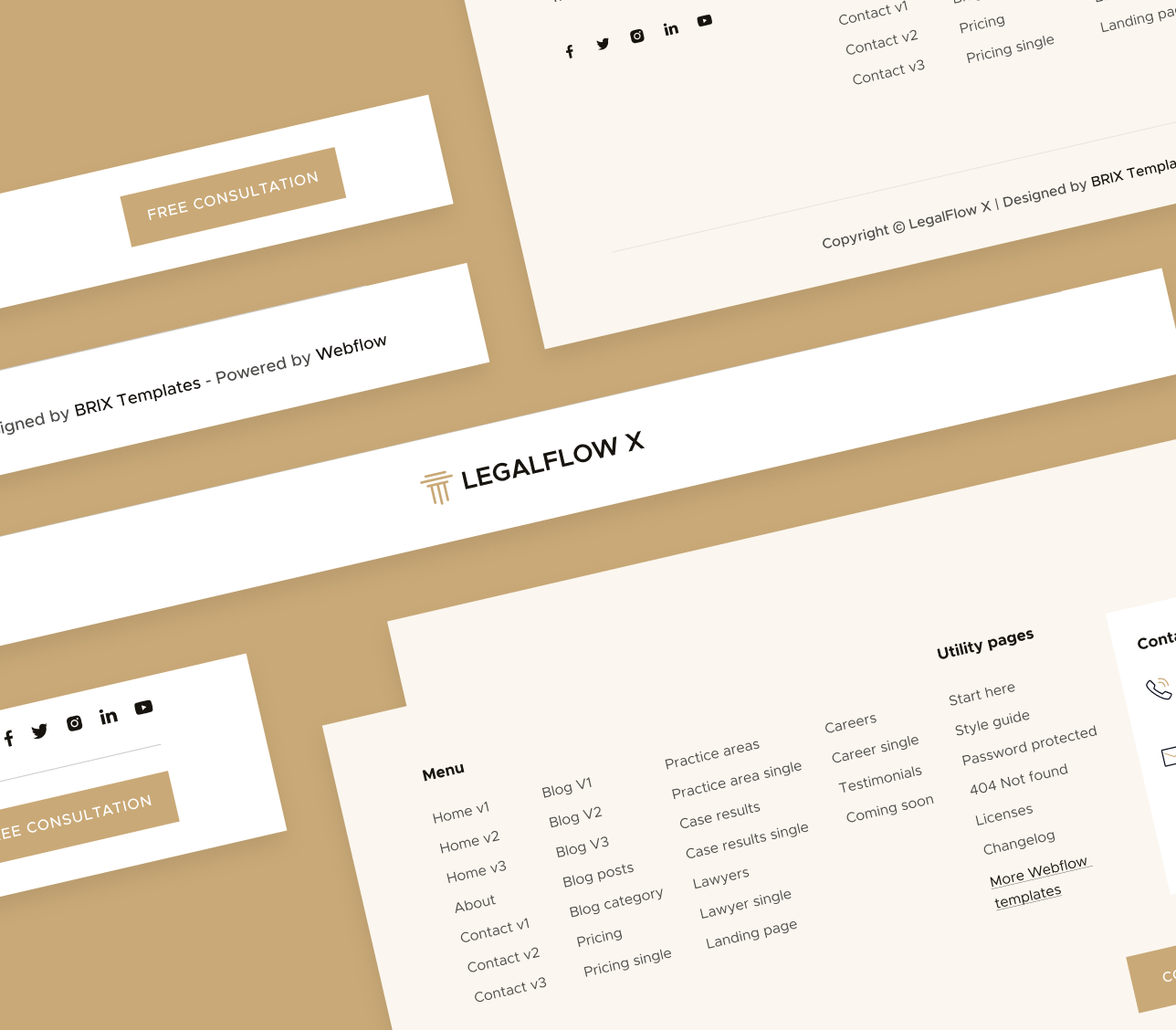LegalFlow X - Headers And Footers - Lawyer And Law Firm Webflow Template