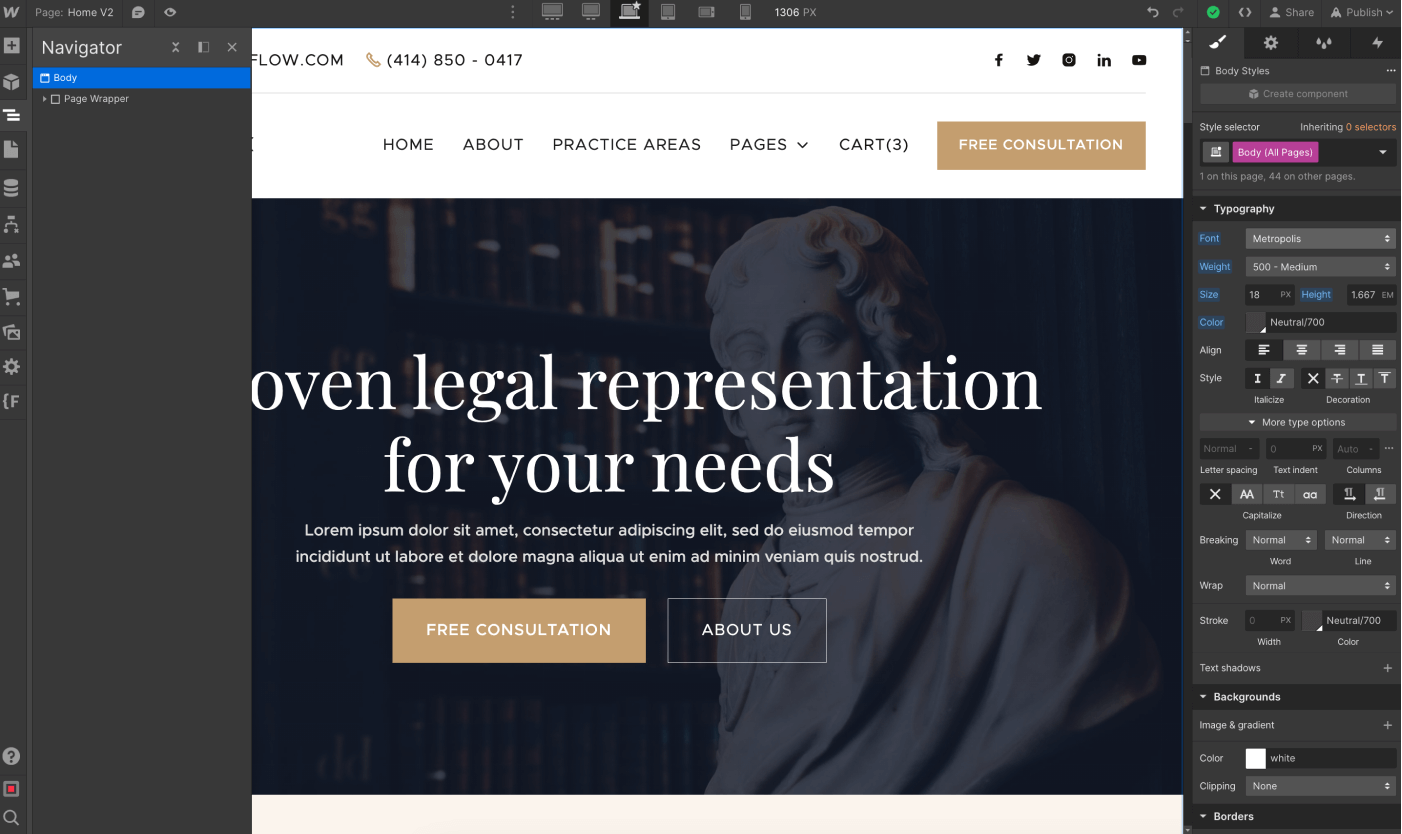 Typography - LegalFlow X Webflow Template