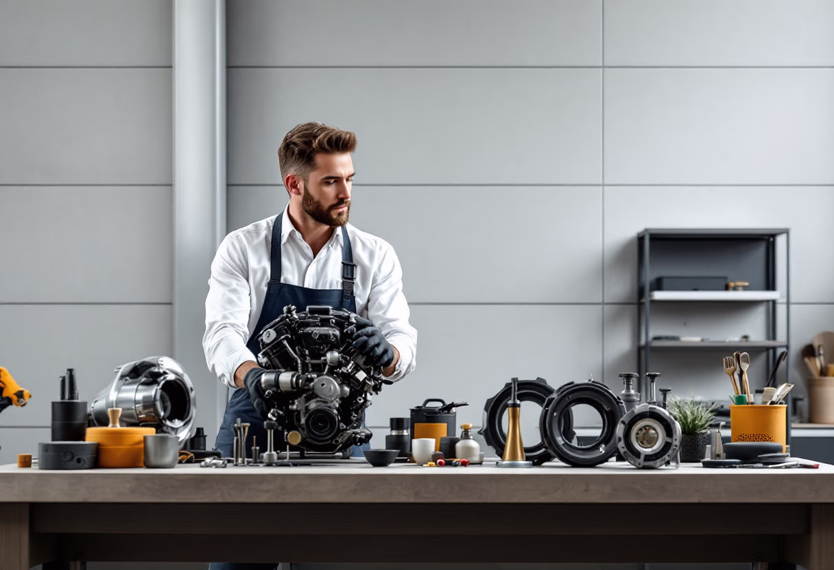 image of engine repair work