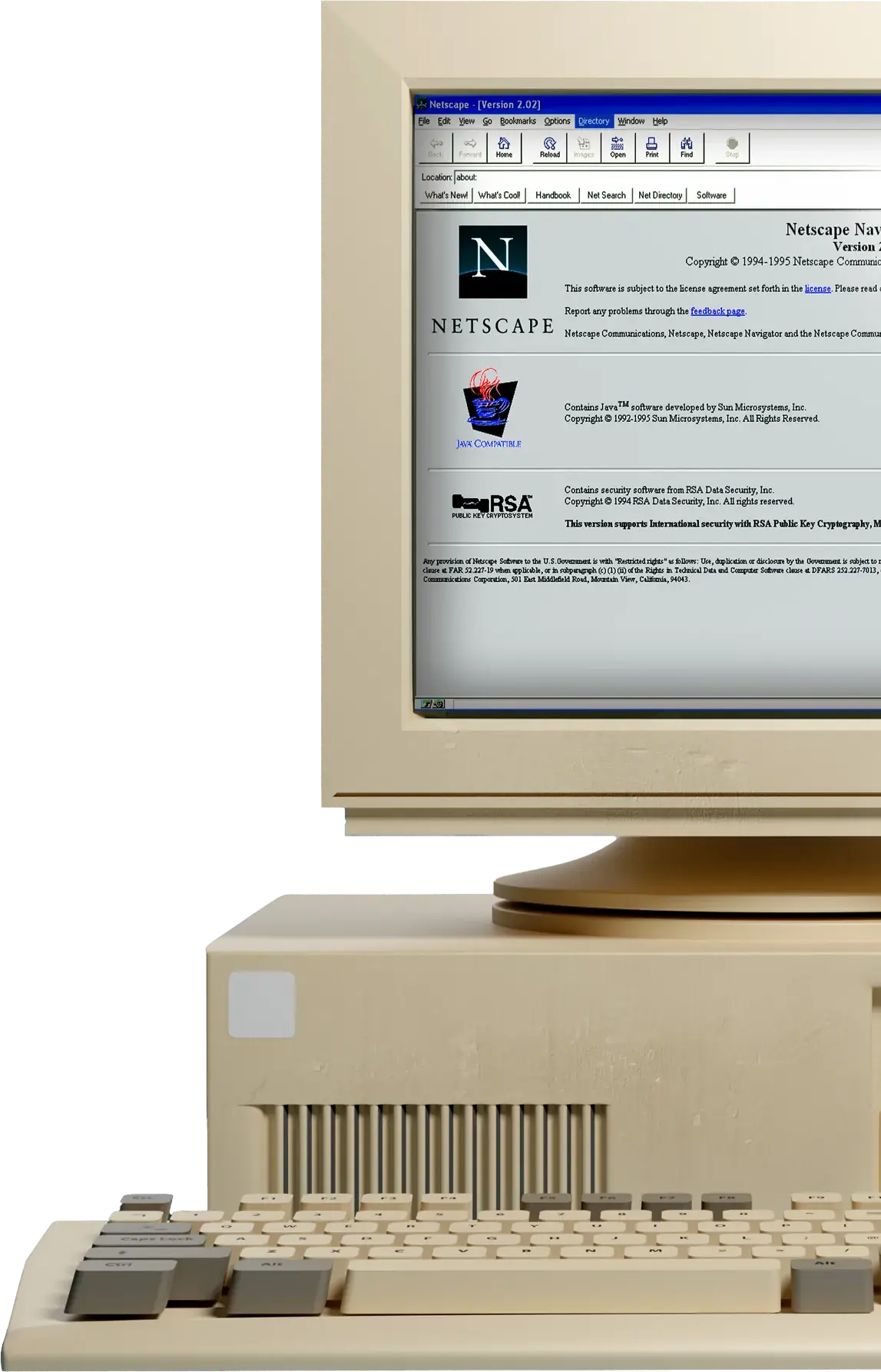 Vintage computer displaying Netscape