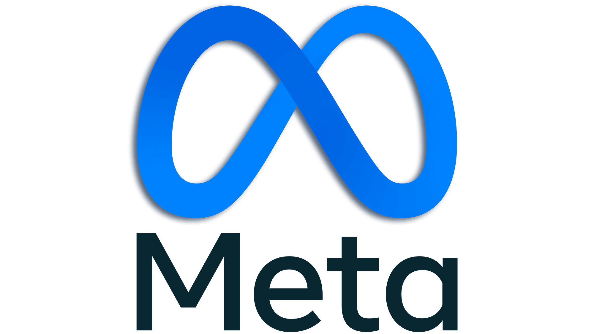Meta company logo featuring a blue infinity symbol above the word Meta.