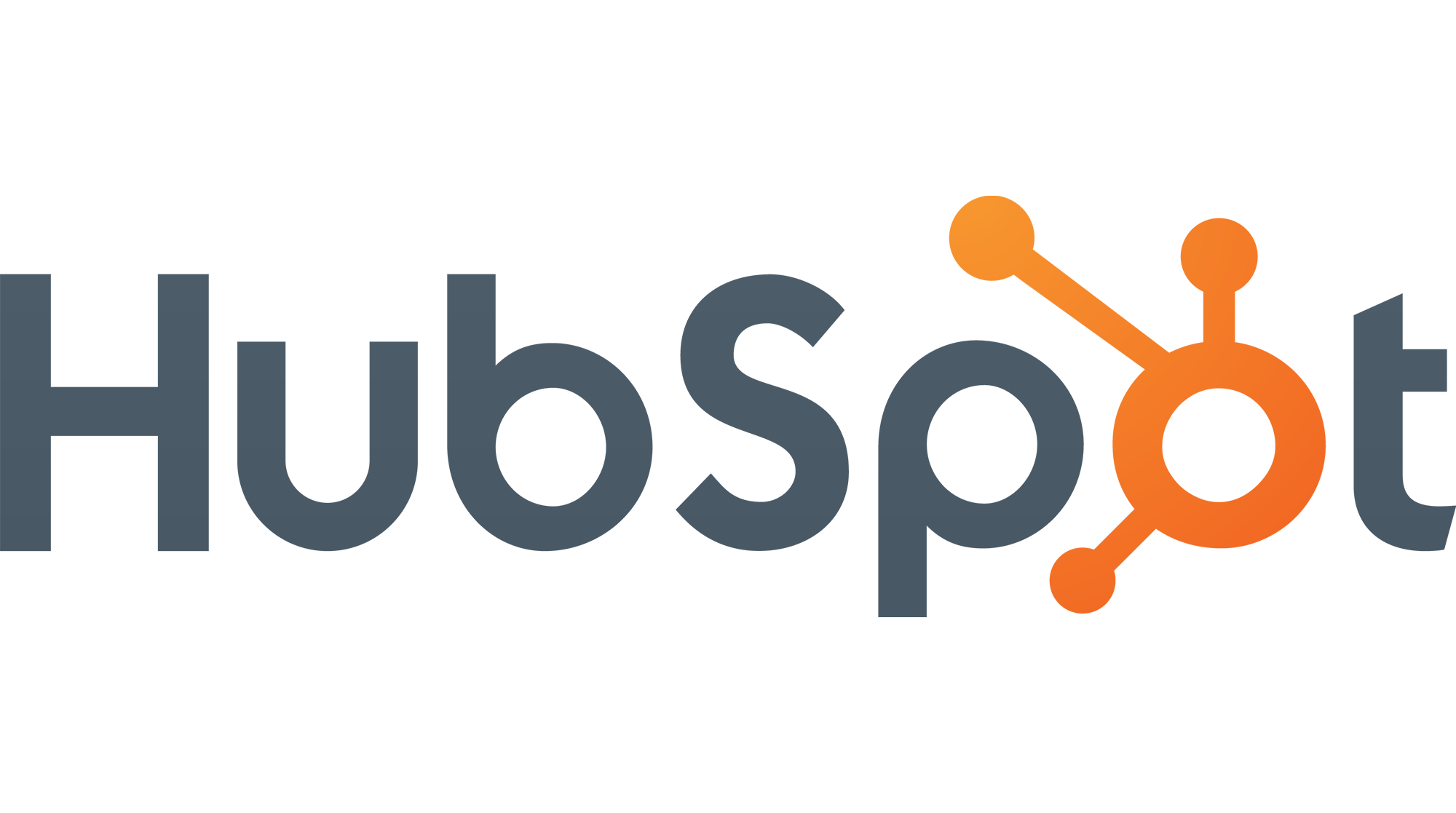 HubSpot logo with grey text and an orange sprocket symbol.