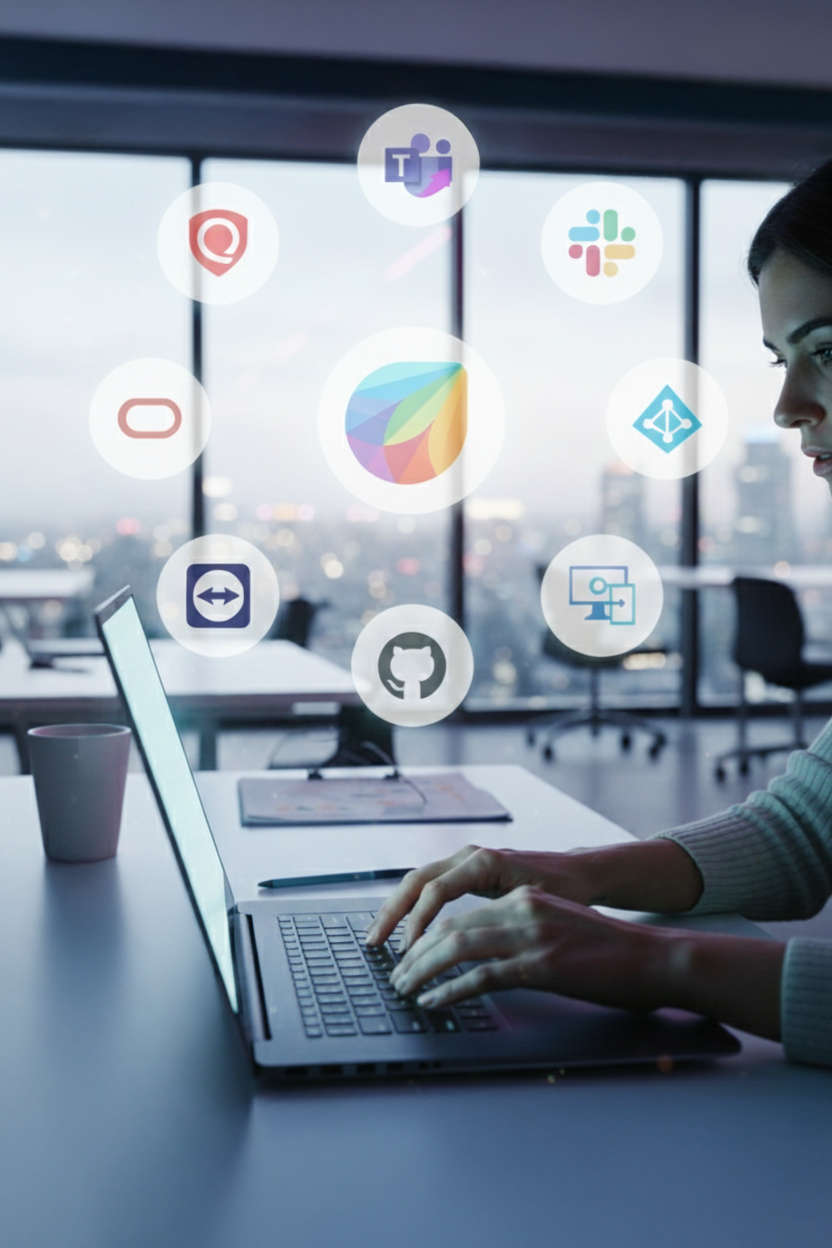 image of a business setting with digital devices (for a b2b saas)