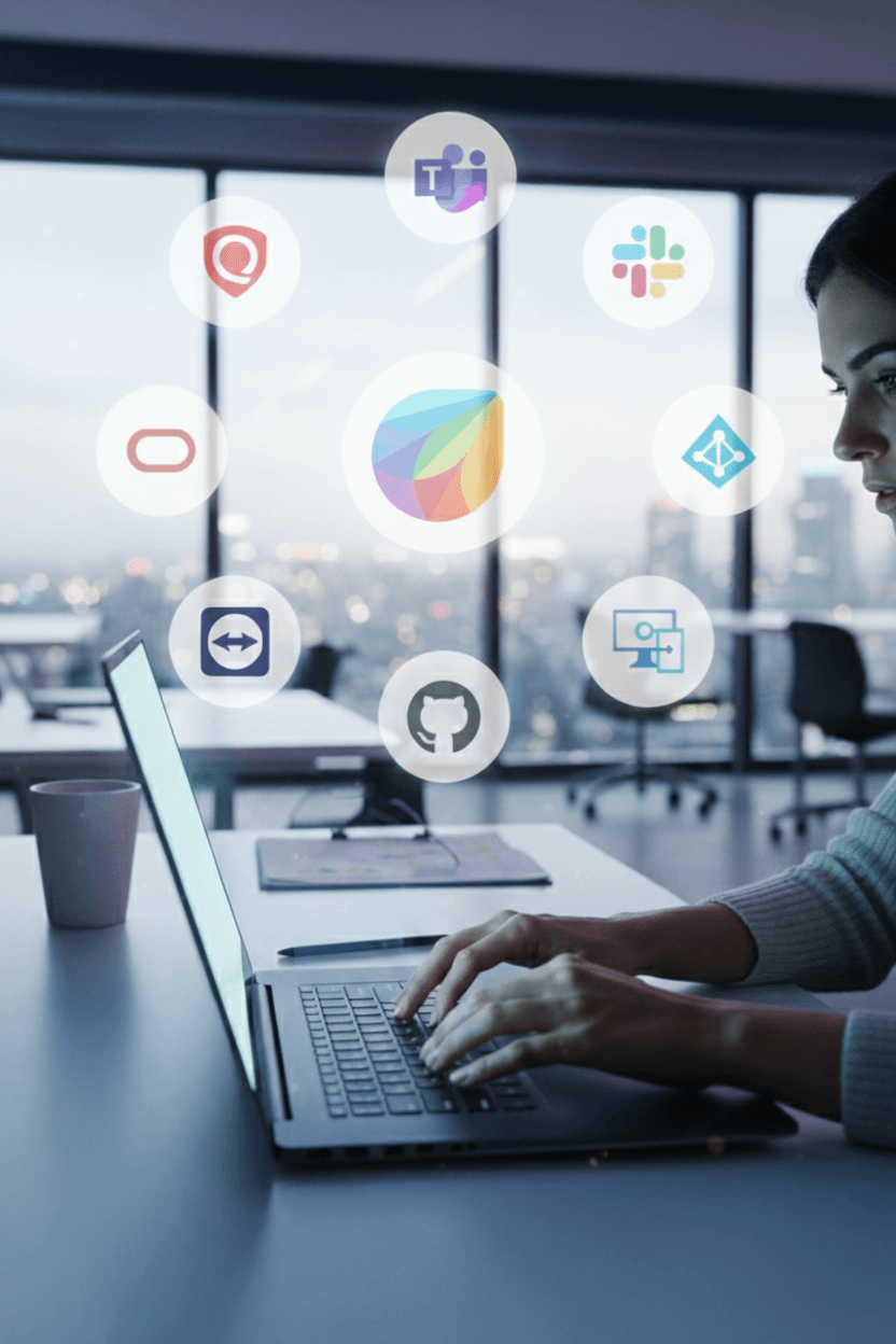 image of a business setting with digital devices (for a b2b saas)