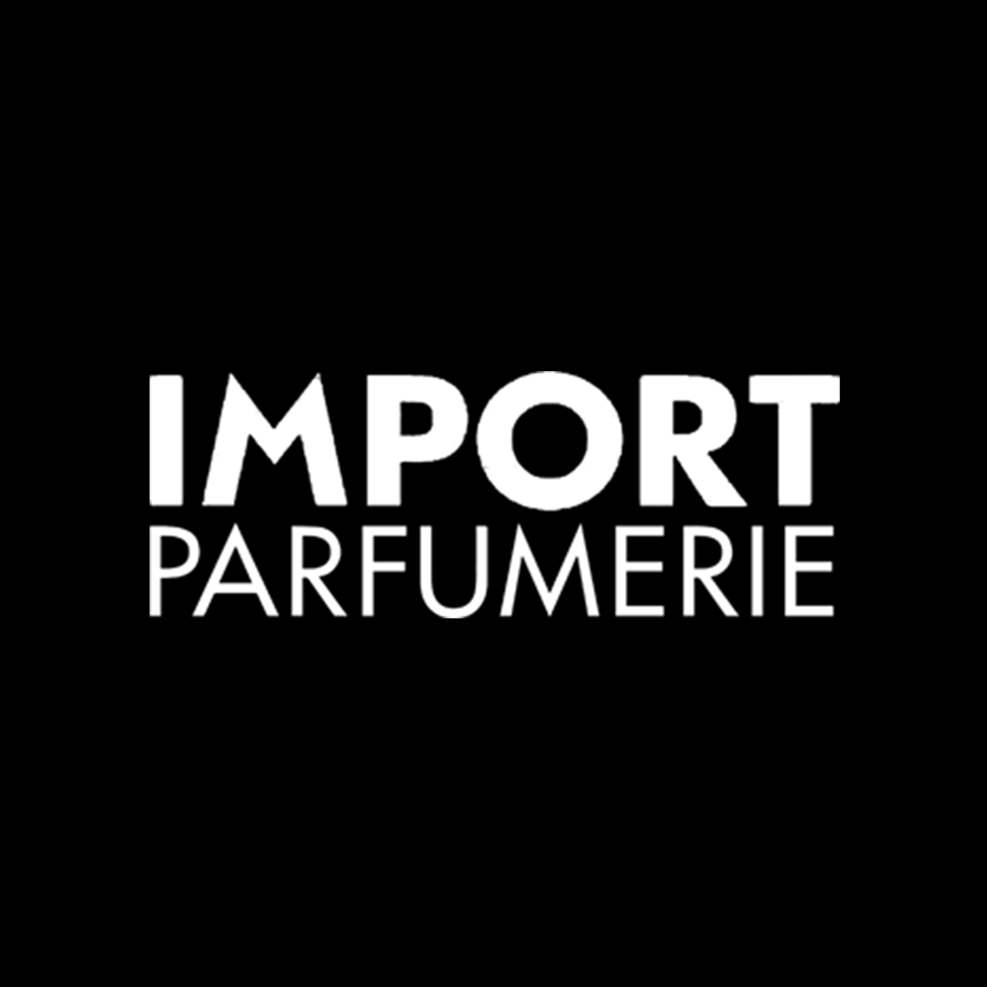 White text reading IMPORT PARFUMERIE on a black background.