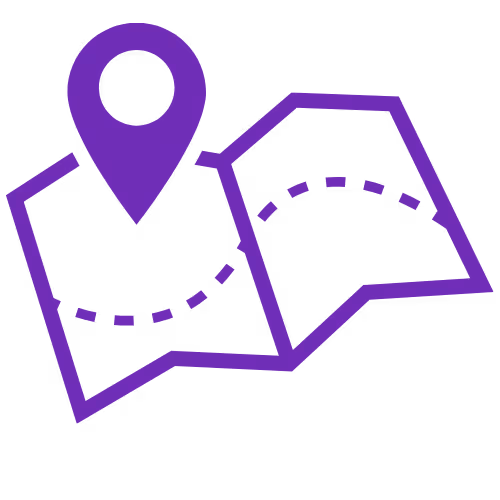 A map with a location pin icon