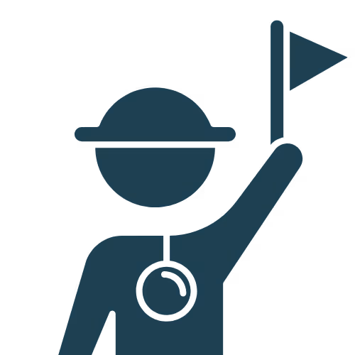 Person outline holding up a flag