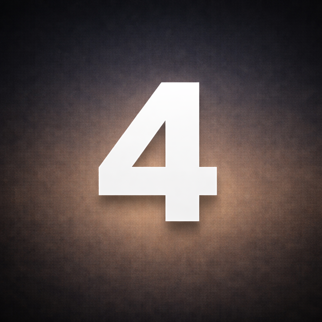 White number 4 centered on a textured gradient background fading from dark brown to black.