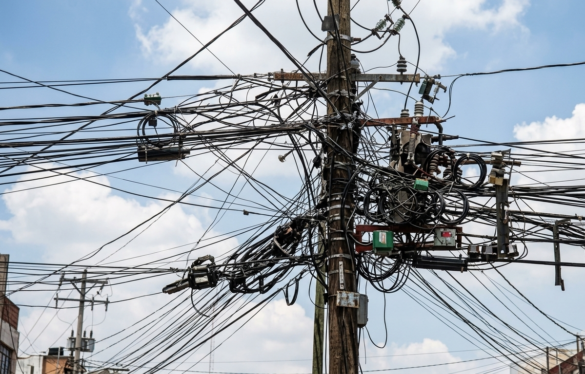 Cableado eléctrico urbano relacionado con una descarga eléctrica de CFE