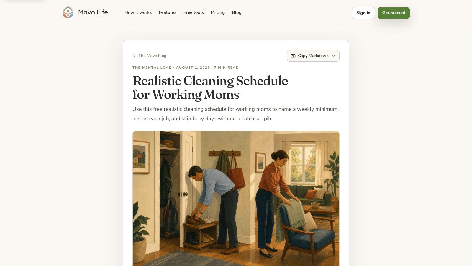 Mavo Life - Realistic Cleaning Schedule for Working Moms