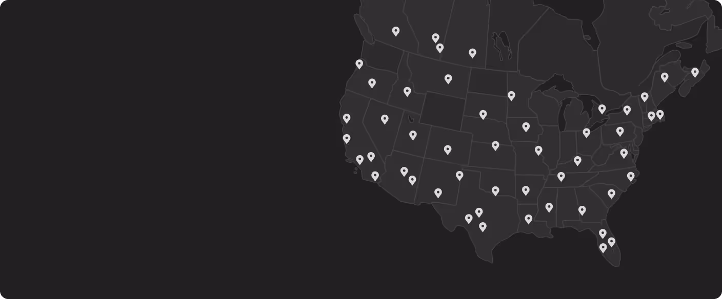 Clinic location map representing Gameday Men’s Health’s extensive network of 400 plus U.S. and Canadian clinics.