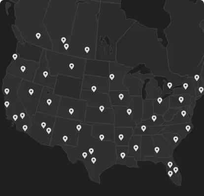Clinic location map representing Gameday Men’s Health’s extensive network of 400 plus U.S. and Canadian clinics.