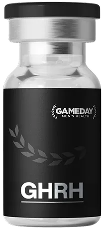 GHRH therapy vial used to support natural growth hormone production and male vitality