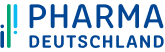 Logo von Pharma Deutschland mit blauem Text und stilisierten Linien.