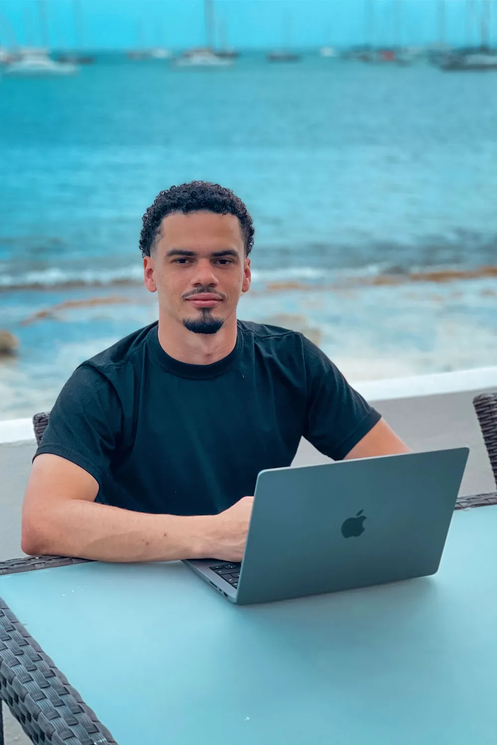 fernand petit using laptop