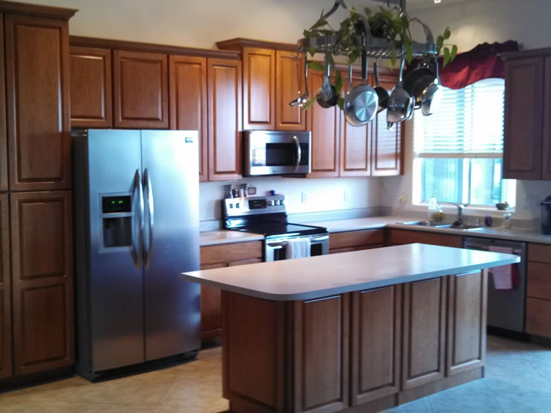 Whitewashed to Cherry Wood Raised Panel