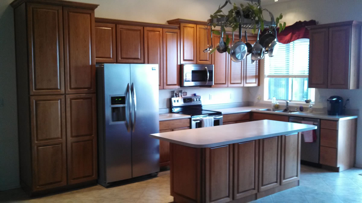 Whitewashed to Cherry Wood Raised Panel