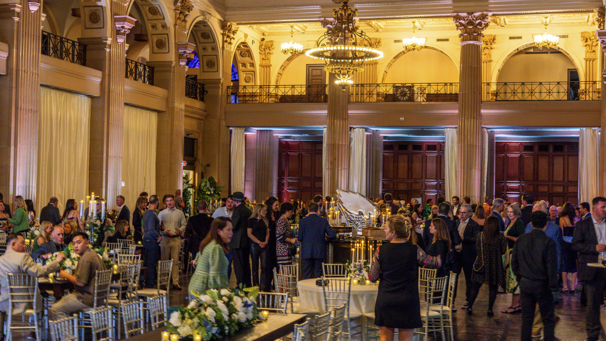 Gala dinner in a grand ballroom filmed by Mile 1 Media