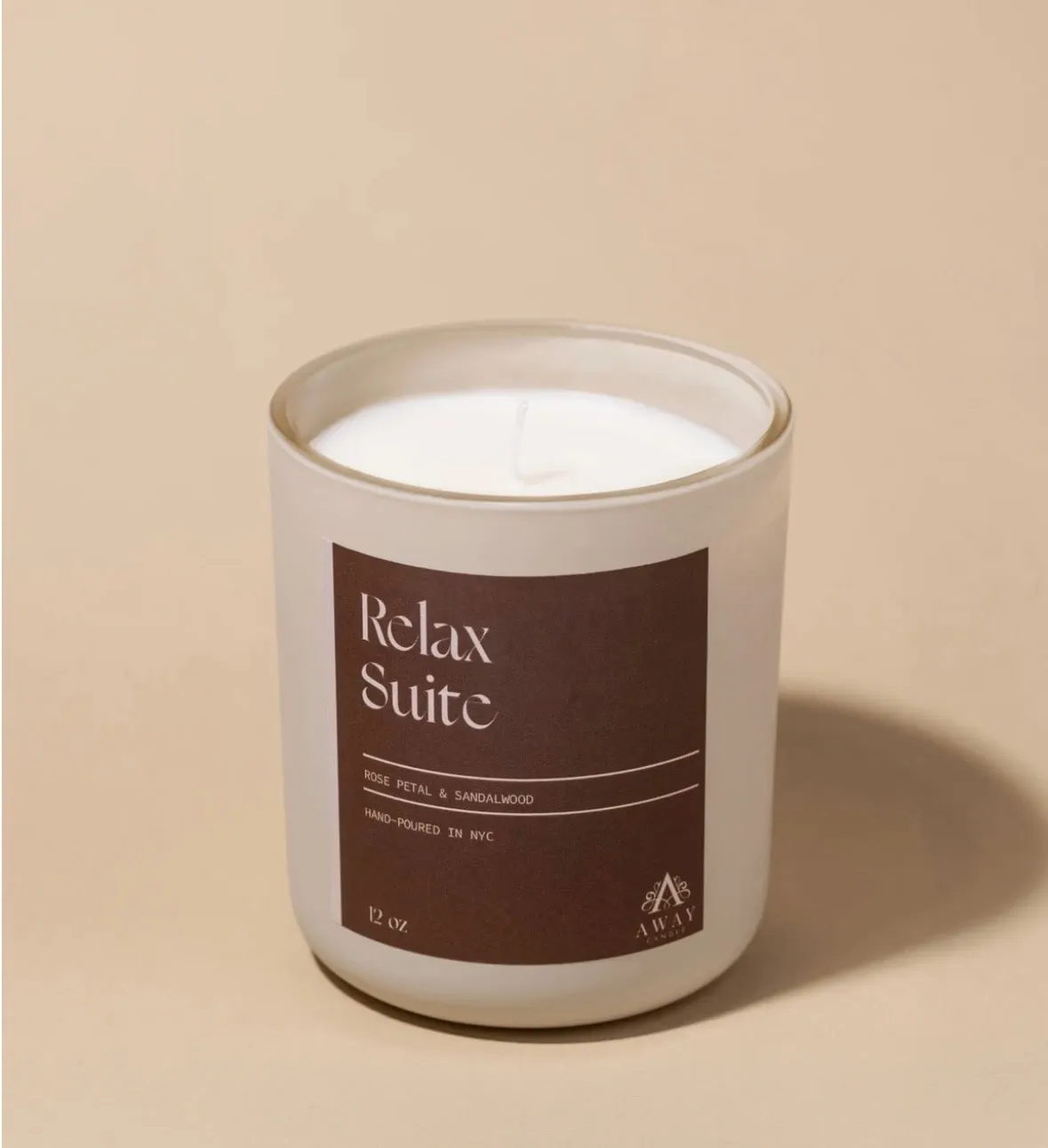 Relax Suite scented candle product photography for brand launch